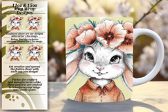 Glamorous 15oz Mug Wrap Png Design , Cute Bunny Product Image 1