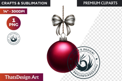 Christmas Baubles Clipart, Festive Holiday Ornaments PNG Product Image 1
