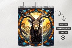 Goat Stained Glass Square Coaster - 04 Variations Product Image 1