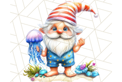 Cute Beach Gnome PNG, Summer Gnome Clipart, Digital Art Product Image 4