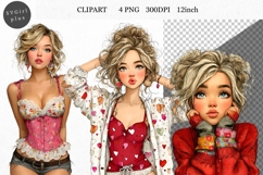 Girl Clipart, Valentines Day Clipart, Product Image 1