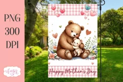 Happy Mother's day garden flag PNG for sublimation, Bear mom Product Image 1