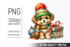 Christmas Dog Clipart PNG, Watercolor Christmas Animals Product Image 1