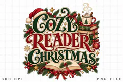 Cozy Reader Christmas Design, Book Lover Holiday Typography Product Image 3