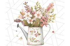 Watering Can Flowers PNG, Rustic Floral Watercolor Clipart Product Image 4