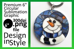 Christmas Holiday 3D Snowman Round Design Keychan PNG Product Image 1