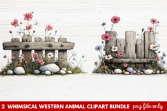 2 Whimsical Western Animal Clipart | Cute Cowboy Animals PNG Product Image 1