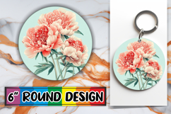 Elegant Circle PNG Keychain Design , Beauty Flower Product Image 1