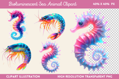 Bioluminescent Sea Animal Clipart Bundle PNG Product Image 5