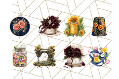 Floral Sewing Clipart PNG Vintage Sewing Elements Needlework Product Image 4