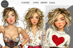 Girl Clipart, Valentines Day Clipart, Product Image 1