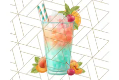 Coral and Aqua Summer Clipart PNG Pastel Tropical Icons Product Image 4