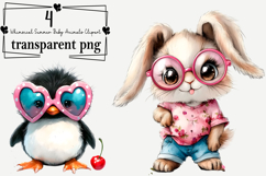 Whimsical Summer Baby Animals Clipart Watercolor PNG Product Image 1