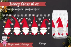 Snowflakes and gnomes svg , Libbey Full Wrap Glass16 oz svg Product Image 1