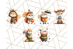 Cozy Autumn Animal Clipart, Fall Forest Critters PNG Product Image 8