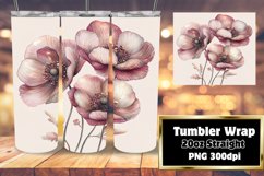 20oz Tumbler Wrap Watercolor Flowers Sublimation Design Product Image 1