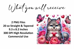 Valentine's Day Wolf Tumbler Wrap Sublimation Design Product Image 2