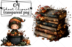 Whimsical Halloween Ghost Clipart Watercolor PNG Product Image 1