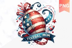 Football MOM - 4th Of July Sublimation - Clipart PNG Design Product Image 1