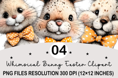 Whimsical Bunny Easter Clipart, Watercolor Easter Bunny PNG Product Image 1