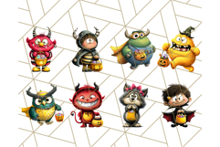 Monster Kids Clipart PNG, Cute Halloween Costume Art Product Image 4