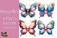Jewel Toned Butterfly PNG Clipart, Vibrant Butterflies Product Image 1