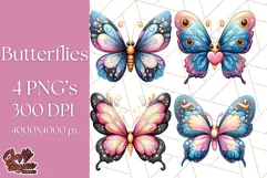Jewel Toned Butterfly PNG Clipart, Vibrant Butterflies Product Image 1