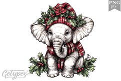 Christmas Elephant Clipart Design - High Quality 300 Dpi Product Image 1