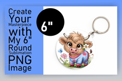 Dynamic Round Design PNG Keychain , Cute Cow Product Image 1
