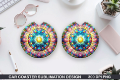Bright Egg Car coaster sublimation, Easter Coaster PNG Product Image 1