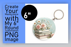 Chic Keychain Circle PNG Sublimation , Books Product Image 1