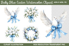 Baby Blue Easter Watercolor Clipart PNG Product Image 1