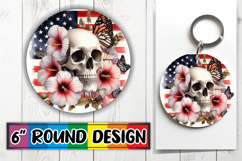 Timeless Circle Keychain Designs PNG, Skull USA Product Image 1