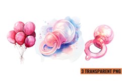 Watercolor Pink Baby Shower Clipart , PNG Product Image 1