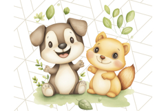Cute Animal Friends Clipart PNG, Whimsical Spring Animal Duo Product Image 4