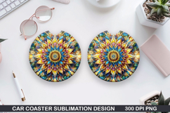 Flower Car coaster sublimation, Summer Coaster PNG Design Product Image 1