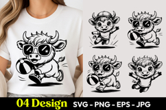 Funny Nerd Cow SVG PNG Product Image 1