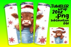 Cute Cow Christmas Tumbler - 20oz Watercolor Sublimation Product Image 1