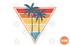 Vintage Ocean Sunset Background PNG Summer Palms Sublimation Product Image 1