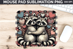 Watercolor Raccoon Mouse Pad Sublimation - Valentines PNG Product Image 1