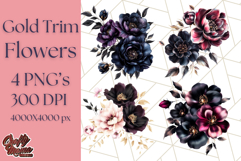 Gothic Floral PNG, Dark Aesthetic Flowers Clipart Print Product Image 1