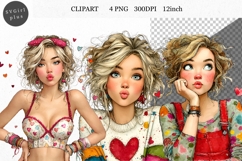 Girl Clipart, Valentines Day Clipart, Product Image 1