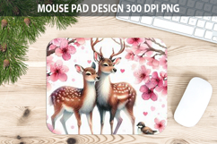 Watercolor Deer Mouse Pad Sublimation - Valentines Png Product Image 1