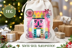 Pink Christmas Nutcracker Santa Sack, Winter Gift Bag Product Image 1
