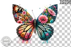Vibrant Floral Butterfly Sublimation - Clipart PNG Design Product Image 1