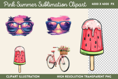 Pink Summer Sublimation Clipart PNG Product Image 1