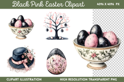 Black Pink Easter Clipart PNG Product Image 1