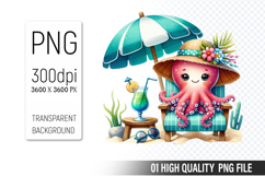 Summer Animals Clipart PNG Bundle, Watercolor Animals PNG Product Image 5