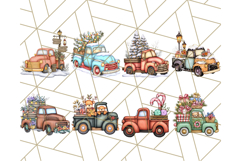 Vintage Christmas Truck Clipart PNG, Retro Holiday Vehicle Product Image 4