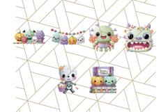 Kawaii Halloween Clipart Cute Kids and Candy Elements Png Product Image 8